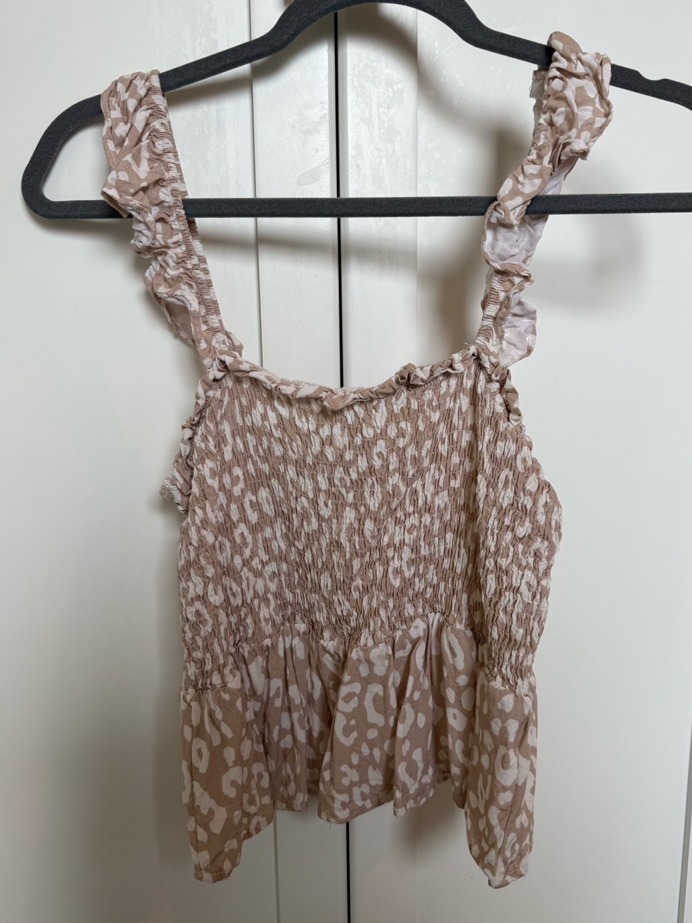 Animal Print Ruffled Tank Top